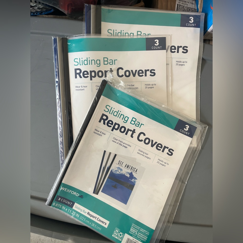 (3) Sliding Bar Report Covers - 3 Count